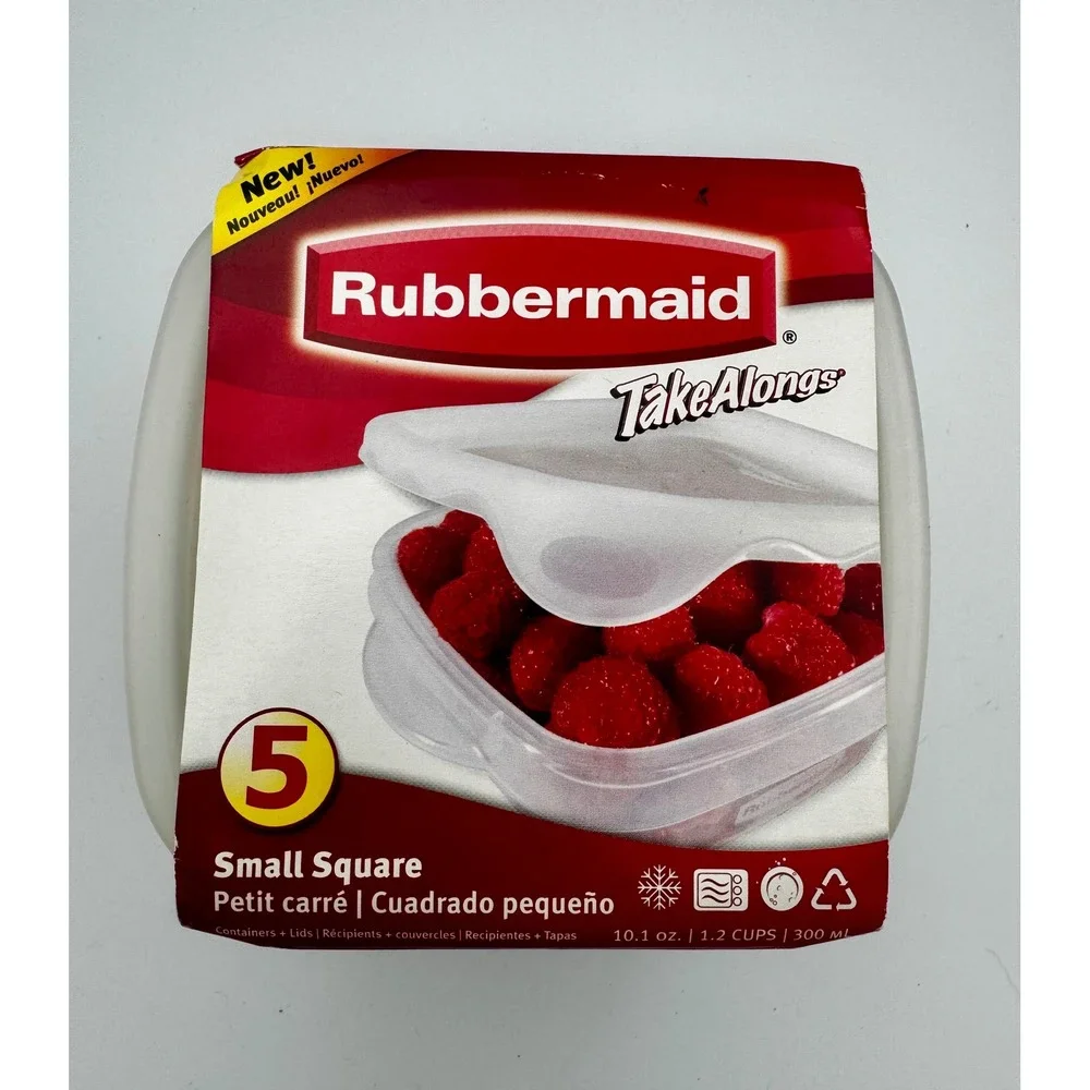 VTG 2006 Rubbermaid TakeAlongs 5-Pack Small Square Containers NEW Discontinued